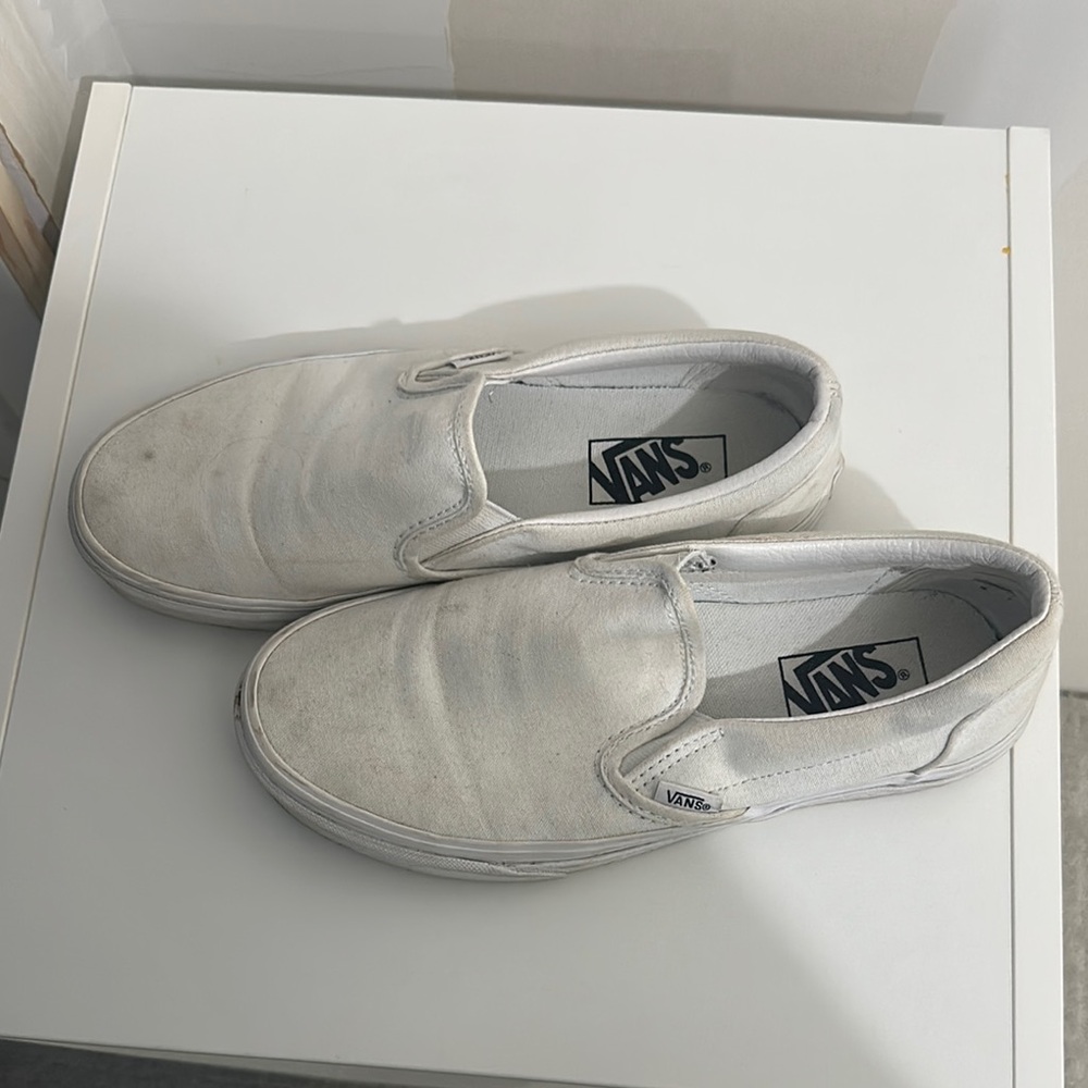 Vans White Slip-On Sneakers Minimalist Canvas
